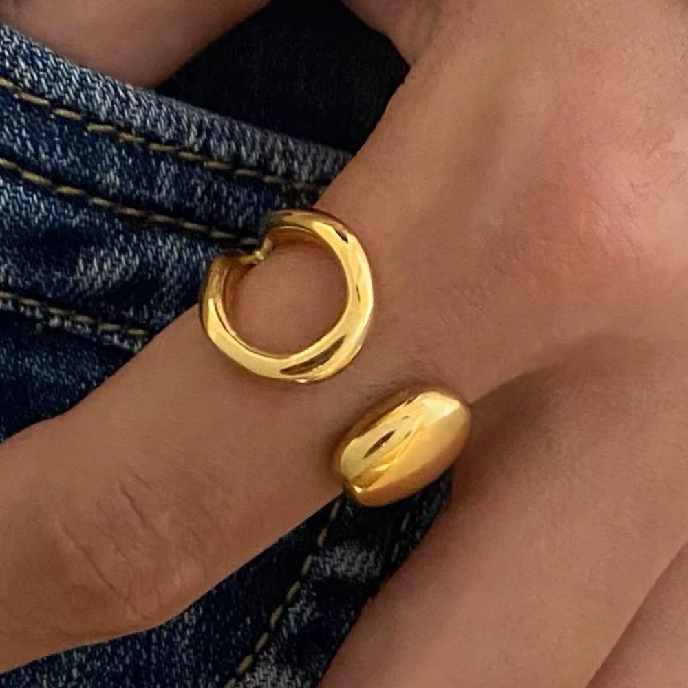 18K Gold Plated Adjustable Chunky Ring